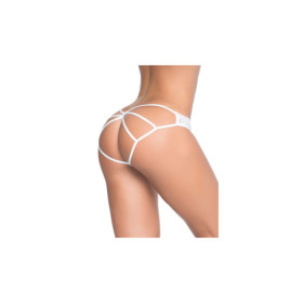 Culotte ouverte blanche ornements façon cage 